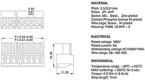 جديد لـ 5 قطع 4 دبابيس - 3.5 ملم موصل سريع قابل للتوصيل - كتلة طرفية - قابس فينيكس، 300 فولت 8 أمبير in Kuwait