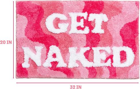 Get Naked Bath Mat, Preppy Room Decor, Pink Bathroom Rugs,Thick Cute Bath Mat, Soft Non Slip mat, Funky Fun Preppy Rugs for Apartment Decor, Machine Washable Rug 32x20inch in Saudi Arabia
