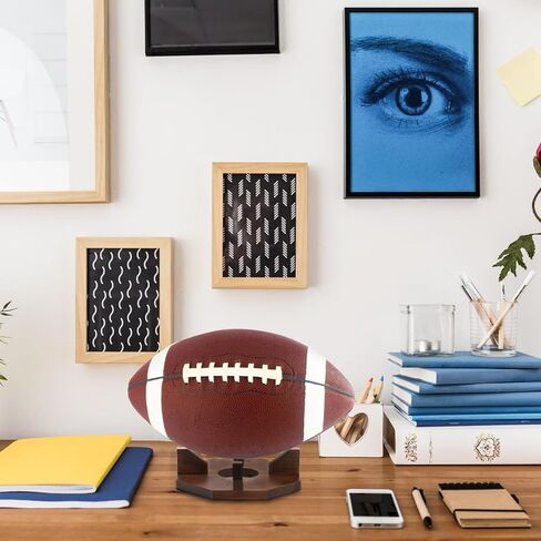 Lawei 3 حزمة حامل الكرة الخشبية حامل، حامل عرض الكرة الصغيرة لكرة القدم كرة السلة كرة القدم الكرة الطائرة الرجبي البولينج، رف عرض تخزين الكرة الرياضية، حالات عرض تذكارات توقيع الكأس in Kuwait