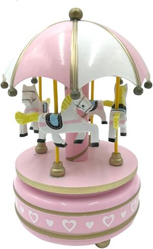 Merry-Go-Round Music Box, Vintage Pink Carousel Musical Box with 4 Horses Clockwork Mechanism Laxury Carousel Music Box for Christmas Wedding Birthday Gift in Saudi Arabia