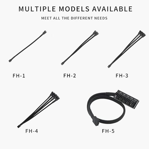 كابل تمديد مروحة PWM من upHere، محول كابل مقسم مروحة الكمبيوتر لجهاز الكمبيوتر ATX 4-Pin/3-Pin كابل مروحة تبريد، 12.2 بوصة (5 عبوات) in Kuwait