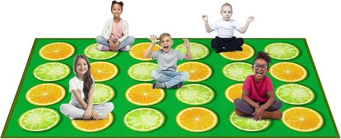 Classroom Rug Fruit Carpet 7'5"x13' Lemon Seating Learning Rug Elementary Classroom Carpet 24 Seats Non Slip Soft Foldable Classroom Playmat for Preschool, Playroom in Saudi Arabia