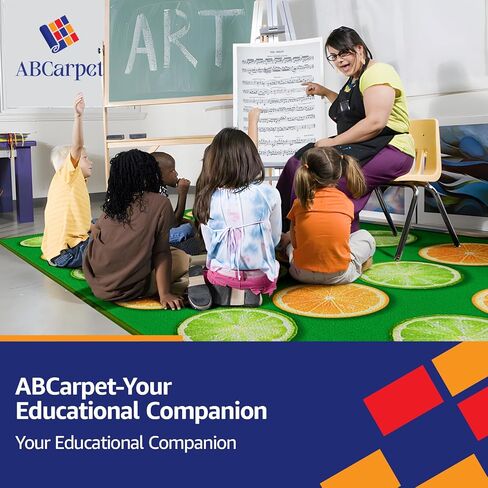 Classroom Rug Fruit Carpet 7'5"x13' Lemon Seating Learning Rug Elementary Classroom Carpet 24 Seats Non Slip Soft Foldable Classroom Playmat for Preschool, Playroom in Saudi Arabia