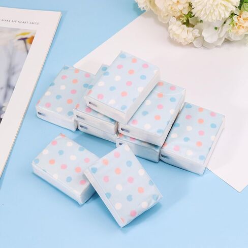 100 Pack Pocket Tissues Travel Packs Bulk Individual Small Tissue Packs 4-Ply Sheets,7 Sheets Per Pack Facial Tissues Travel Size(Dot) in Saudi Arabia