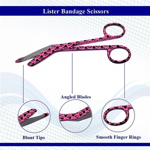 Lister Bandage Scissors 5.5" Nurse Vet Tech Gift - Made of Stainless Steel - First Aid, Used For Cutting Gauze, Tape, Clothing Bandages, Vet Wrap Adhesive Removal (Silver Paws) in Kuwait