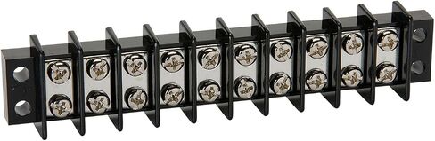 NTE Electronics 25-B600-10 Series 25-B600 شريط حاجز كتلة طرفية، حامل لوحة صف مزدوج، 25 أمبير، صف مزدوج، 10 أقطاب، مسافة 11.00 مم، 300 فولت، نطاق سلك 22-12 AWG in Kuwait