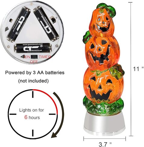 مصباح Eldnacele Halloween Pumpkin Light Snow Globe المضاء مع مؤقت 6 ساعات، يعمل بالبطارية، مياه دوارة متلألئة، أضواء تورنادو على سطح الطاولة وحفلات احتفالات الهالوين in Kuwait