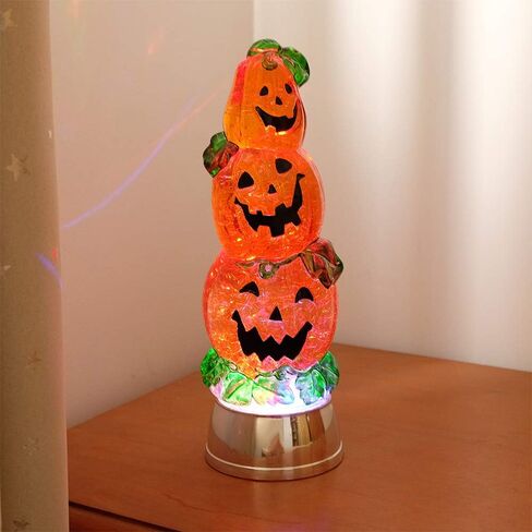 مصباح Eldnacele Halloween Pumpkin Light Snow Globe المضاء مع مؤقت 6 ساعات، يعمل بالبطارية، مياه دوارة متلألئة، أضواء تورنادو على سطح الطاولة وحفلات احتفالات الهالوين in Kuwait