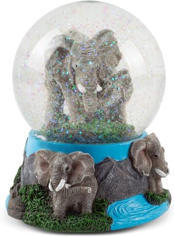 Elanze Designs Wandering Elephant Family Figurine 100MM Water Globe Plays Tune Beautiful Dreamer in Saudi Arabia