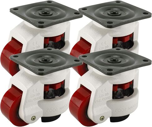 DasMarine 4 Pack Leveling Casters GD-80F-T Plate Mounted Leveling Caster 1102lbs/Per Leveling Caster Wheels Iron Poly Wheel and NBR Pad (Plate Mounted 1102lbs/Per Iron Poly Wheel) in Saudi Arabia