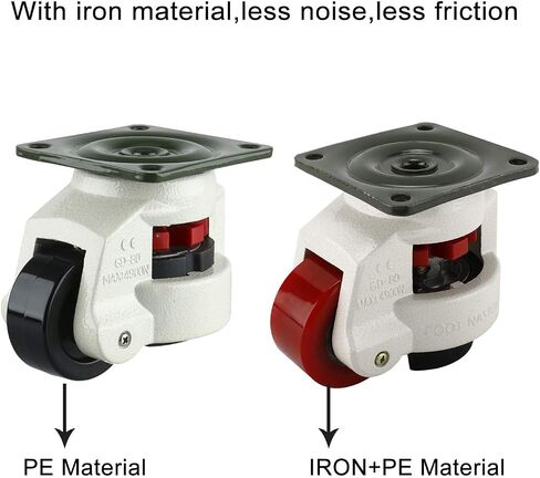 DasMarine 4 Pack Leveling Casters GD-80F-T Plate Mounted Leveling Caster 1102lbs/Per Leveling Caster Wheels Iron Poly Wheel and NBR Pad (Plate Mounted 1102lbs/Per Iron Poly Wheel) in Saudi Arabia