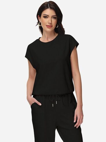 Womens 2 Piece Outfits Cap Sleeve Tops High Waist Pants Set Summer Loungewear 2024 in Saudi Arabia