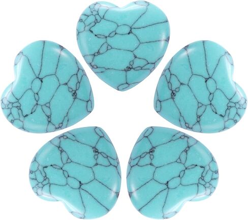 uxcell 5pcs Heart Shaped Crystal Stones, 20mm Worry Stones Mini Heart Shape Puff Stones for Valentines Day Christmas Meditation, Turquoise in Saudi Arabia