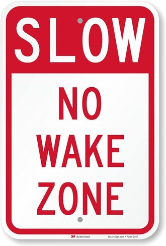 علامة SmartSign No Wake Zone، لافتة بطيئة، لافتات بحيرة للأماكن الخارجية، 12 × 18 بوصة، ألومنيوم عاكس بدرجة مهندس 3M، مقاوم للطقس in Kuwait