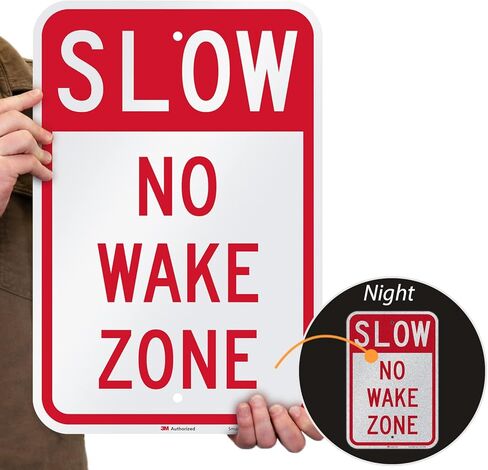 علامة SmartSign No Wake Zone، لافتة بطيئة، لافتات بحيرة للأماكن الخارجية، 12 × 18 بوصة، ألومنيوم عاكس بدرجة مهندس 3M، مقاوم للطقس in Kuwait