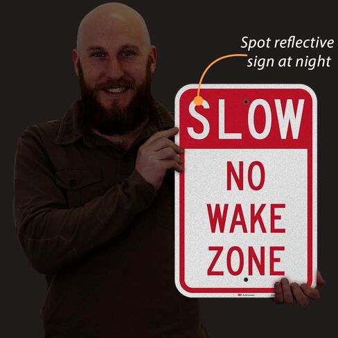 علامة SmartSign No Wake Zone، لافتة بطيئة، لافتات بحيرة للأماكن الخارجية، 12 × 18 بوصة، ألومنيوم عاكس بدرجة مهندس 3M، مقاوم للطقس in Kuwait