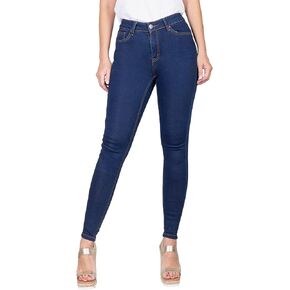 2LUV Women's Stretchy 5 Pocket Dark Acid Wash Skinny Jeans