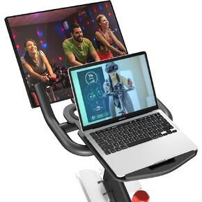 COOLWUFAN All-New Laptop Tray for Peloton Bike, Upgraded Desk Tray Holder Attachment for Tablets & laptops or Phones with Anti-Scratch Silicone Layer, Accessories for Peloton (Not for Peloton Bike+)