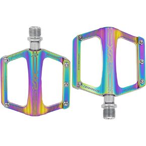 Bike Pedals Mountain Bike Pedal, Bicycle Platform Pedals, Universal 9/16" Aluminum Alloy Sealed Bearing, Lightweight Pedal, Fit Most Adult Road Bike Parts Set, Colorful