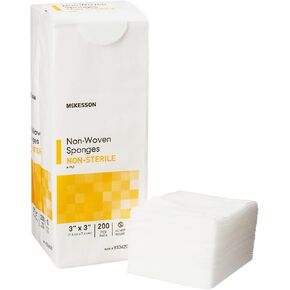 McKesson Non-Woven Sponges, Non-Sterile, 4-Ply, Polyester / Rayon, 3 in x 3 in, 200 per Pack, 1 Pack