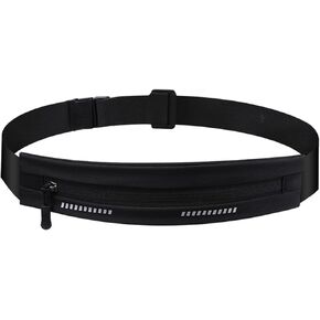 Slim Running Belt Fanny Pack, Exercise Waist Pack for Women and Men, Runners Fanny Pack Phone Holder, Waist Belt for Workout Jogging Hiking Cycling, Money Belt Running Gear Accessories (Black)