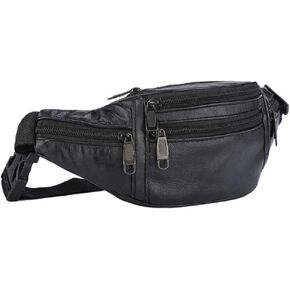 Waist Chest Bag, Leather Fanny Pack, Men and Women Money Belt Bag, Outdoor Cross Body Sports Pouch for Travel, Walking, Running, Hiking, Cycling