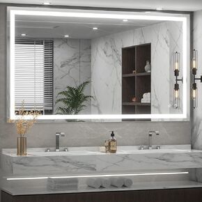 TETOTE 24 x 36 LED Bathroom Mirror LED Mirror Bathroom Decor Vanity Makeup Mirror Dimmable Anti-Fog Wall Mounted Bathroom Mirror with Lights