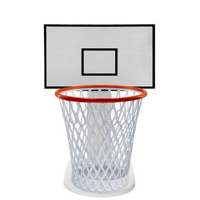 White Wooden Basketball Wastebasket Trash Can Holder - Includes Basketball Hoop for multi-rooms