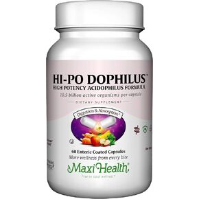 Maxi Health HI-PO Dophilus - High Potency Acidophilus Probiotics - 60 Capsules - Kosher