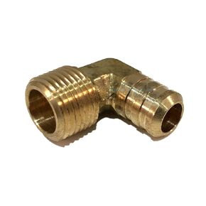 5/8" Hose ID to 1/2" Male NPT MNPT 90 Degree Elbow Brass Fitting Fuel / AIR / Water / Oil / Gas / WOG (Qty 01)