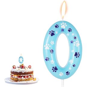 Paw Print Birthday Candle, 4.13x1.57in Pet Dog Cat Birthday Candle Party Decor Blue Cupcake Candle Topper Paw Print Candle for Birthday Cake Pet Theme Party Decor