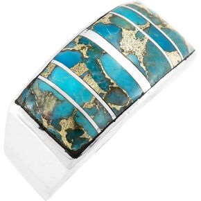 Turquoise Ring Sterling Silver 925 Genuine Gemstones Size 6 to 11