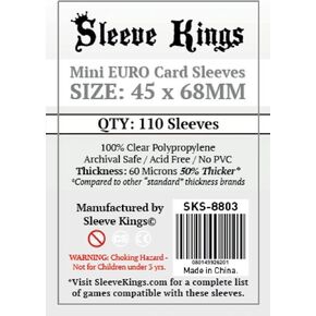Sleeve Kings Mini Euro Card Sleeves (45x68mm) - 110 Pack, 60 Microns
