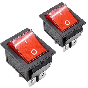 2pcs KCD4 DPST 4Pin On-Off Red Light Panel Rocker Switch 16A/250V 20A/125V
