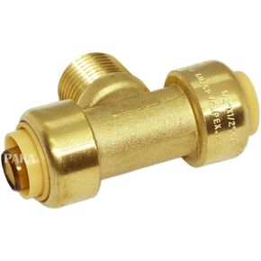 PAKA TOOLS PUSH FIT TEE 1/2" x 1/2" x 1/2" NPT, PUSH FIT TEES, certified to ANSI/NSF-61 NSF-372 NSF-14 and ASSE 1061 ((1 PACK))