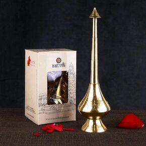 SATVIK Brass Gulab Pash 8.5 Inch Holy Water Sprinkler Rose Water Aspergillum Aspergil Religious Divine Pot