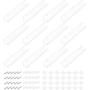 MECCANIXITY 12 Pack Acrylic Shelves for Wall Storage, 4 Inch Floating Shelves Display Shelf for Bathroom, Bedroom, Living Room, Home Decor, Black