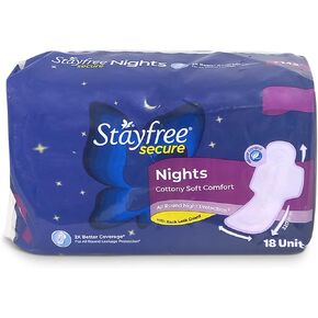 Stayfree Secure Night Cottony Soft Sanitary Pads for Women (Pack of 18)