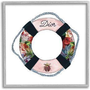 Stupell Industries Floral Patterned Life Preserver Upscale Fashion Motif Framed Wall Art, Design By Amelia Noyes
