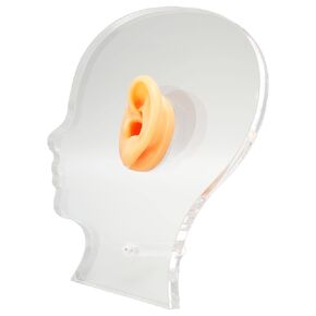 Ear Display Mold, Lifelike Ear Model Silicone Soft with Acrylic Stand for Hospital