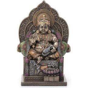 Veronese Design 7.4 Inch Lord Kubera Hindu God of Wealth Kuvera Kuber Kuberan Protector of The World Antique Bronze Finish Statue