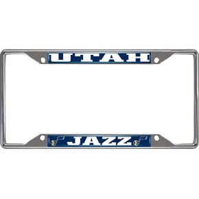 FANMATS 14937 Utah Jazz Chrome Metal License Plate Frame, Team Colors, 6.25in x 12.25in