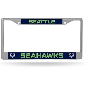 Rico Industries NFL Seattle Seahawks Secondary 12" x 6" Silver Chrome Frame W' Decal Insert Car/Truck/SUV Auto Accessory