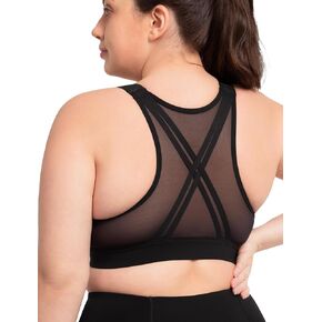 Yvette Supportive Plus Size Sports Bras for Women High Impact Support Zip Front Closure Sports Bra for Running