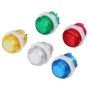 5PC 5V 24mm Jumbo LED Illuminated Push Button Self-resetting Push Button Switch with Microswitch for Arcade Operated Game Projects