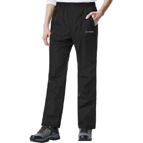 iCreek Men's Rain Pants Waterproof Cargo Pants Breathable Lightweight Over Pants Windproof Outdoor for Hiking, Golf, Fishing
