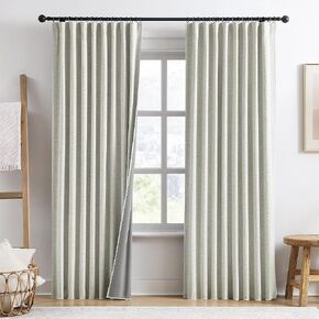 RAIN CITY 140 Inch Long Blackout Curtains 2 Panels Set,Linen Blend Pleated Look Hidden Tab Drapes with Hooks Easy Slide Privacy High Living Room Curtains for High Ceiling Long Window 50x140