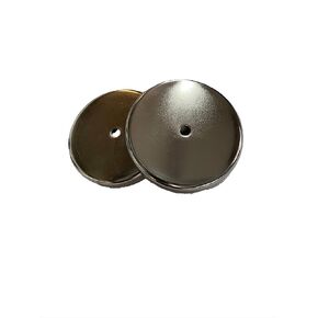 RB-80 Ceramic Ferrite Chrome-Plated Round Pot, Base or Cup Magnet, 95# Pull Strength, 3.20 Diameter x 7/16" Thick with 0.500 Thru Hole, Pack of 2 Grade 8