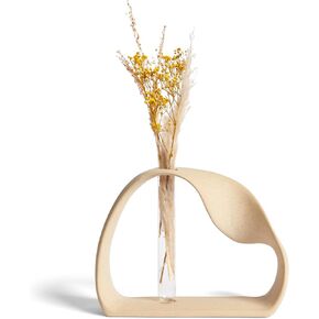 Ceramic Vase for Minimalist Home Decor - Boho Pampas Grass Vase - Stem Flower Vase for Coffee Table, Office Desk, Living Room, Kitchen, Wedding - Modern Vase for Centerpiece Table Decoration