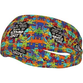 Autism Sweatbands Sports Headband for Men Women Moisture Wicking Sweatband for Running, Gym, Working Out
